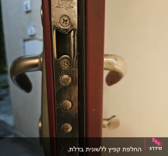 מנעול דלת מתכת עם ברגים וידית